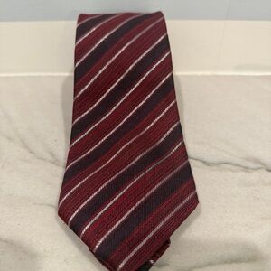 Dior Burgundy and Silver Striped Tie